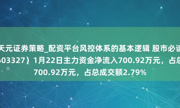 天元证券策略_配资平台风控体系的基本逻辑 股市必读：福蓉科技（603327）1月22日主力资金净流入700.92万元，占总成交额2.79%