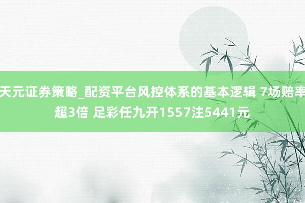 天元证券策略_配资平台风控体系的基本逻辑 7场赔率超3倍 足彩任九开1557注5441元